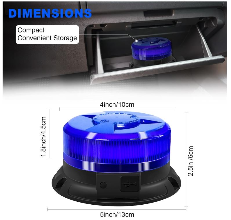 Gyrophare LED Orange, Magnétique, à Batterie Rechargeable - Corderie Weiss